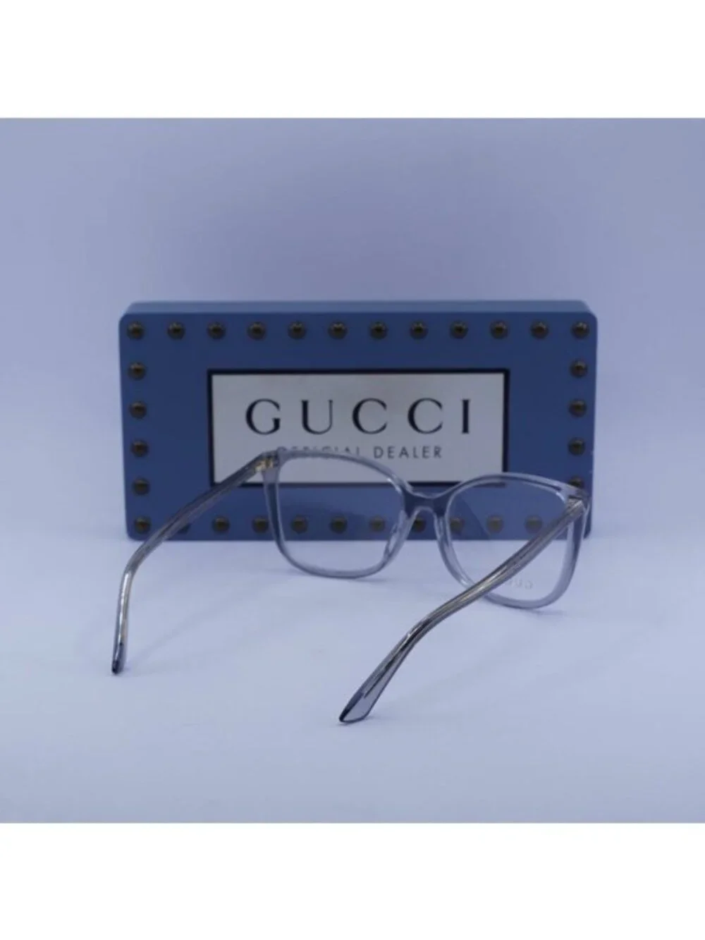 Gucci GG0026O 017 Cat Eye Eyeglasses - Shiny Transparent Denim Blue 53mm